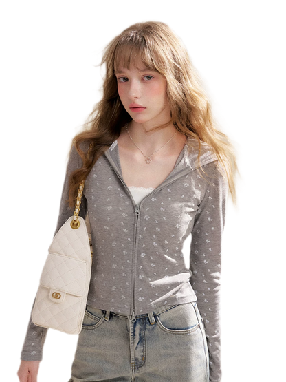 Lyocell Rose Zip Hoodie