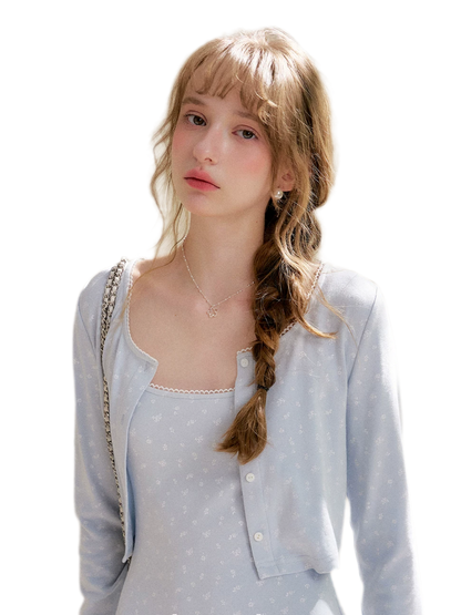 Rose Knit Cardigan Dress