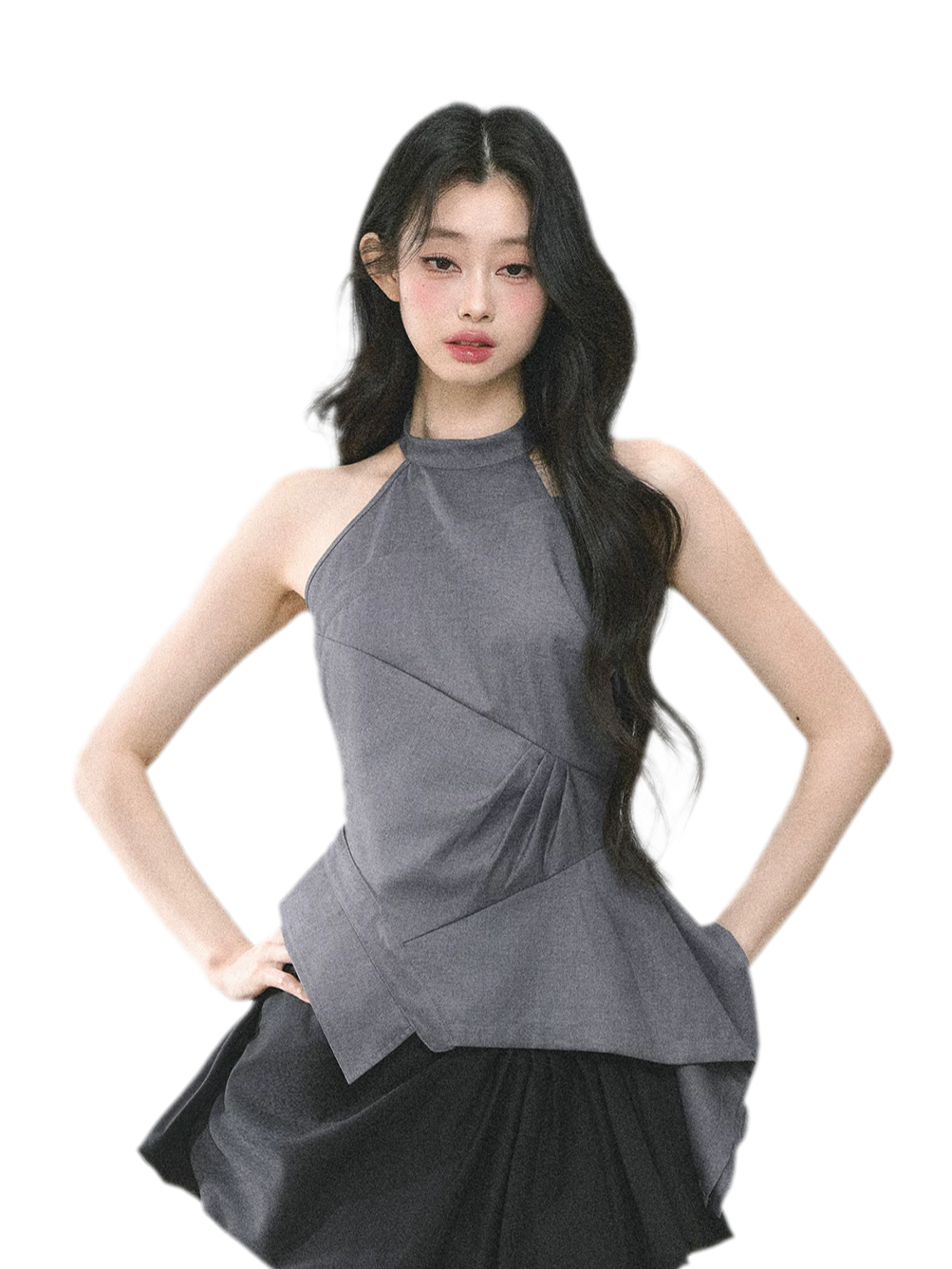 Halter Sculpted Crop Tee