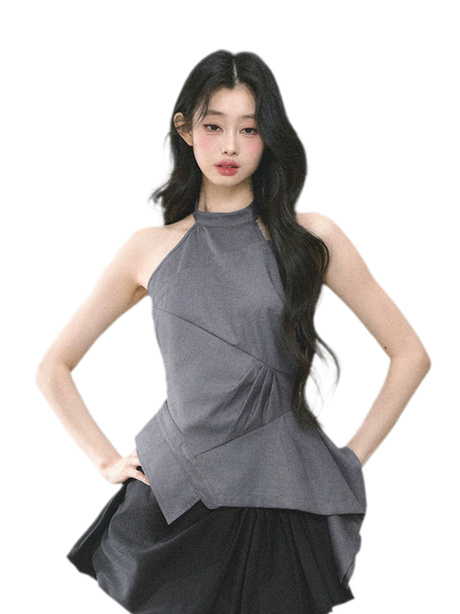 Halter Sculpted Crop Tee