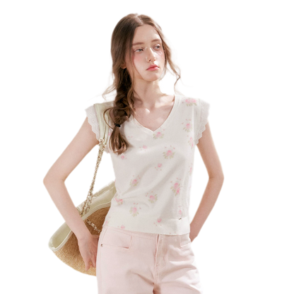Rose Lace Knit Tee