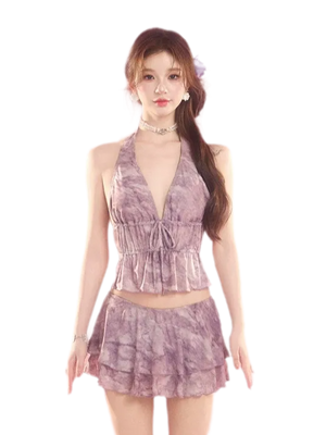 Monet Purple Ruffle Swimsuit