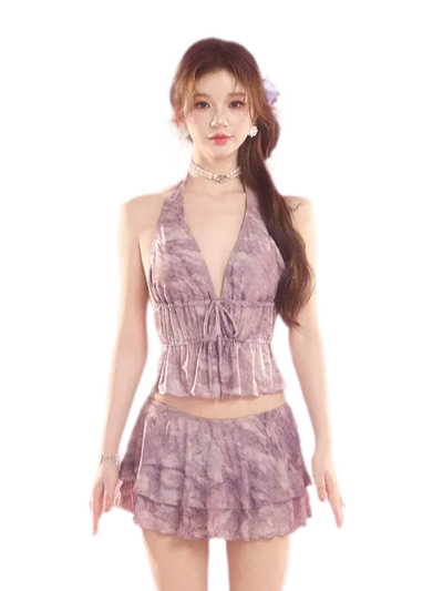 Monet Purple Ruffle Swimsuit