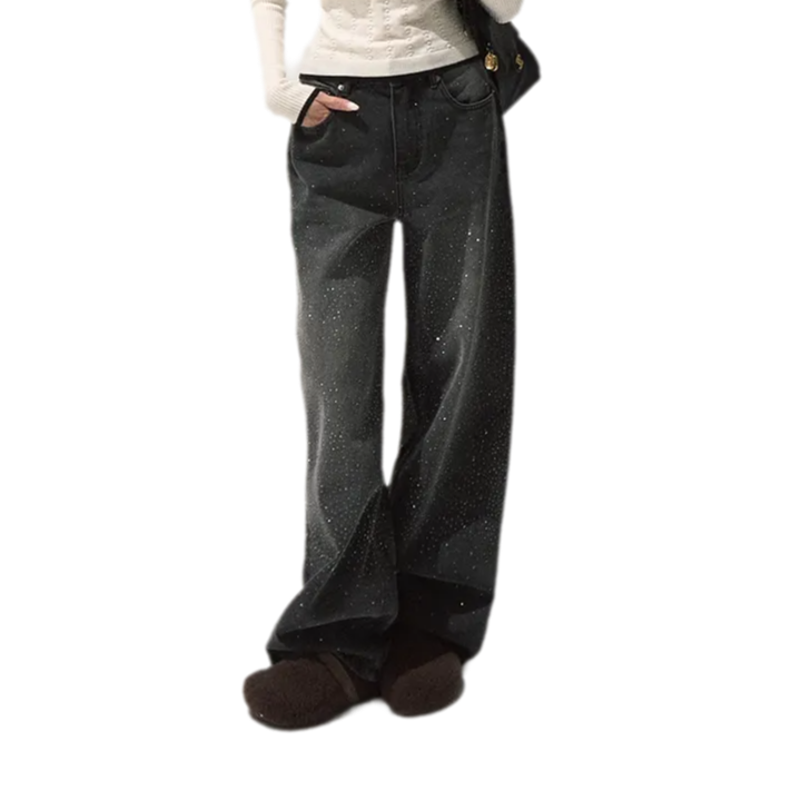 Rhinestone Straight Jeans