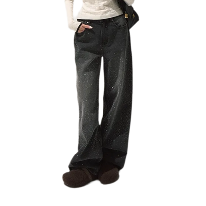Rhinestone Straight Jeans