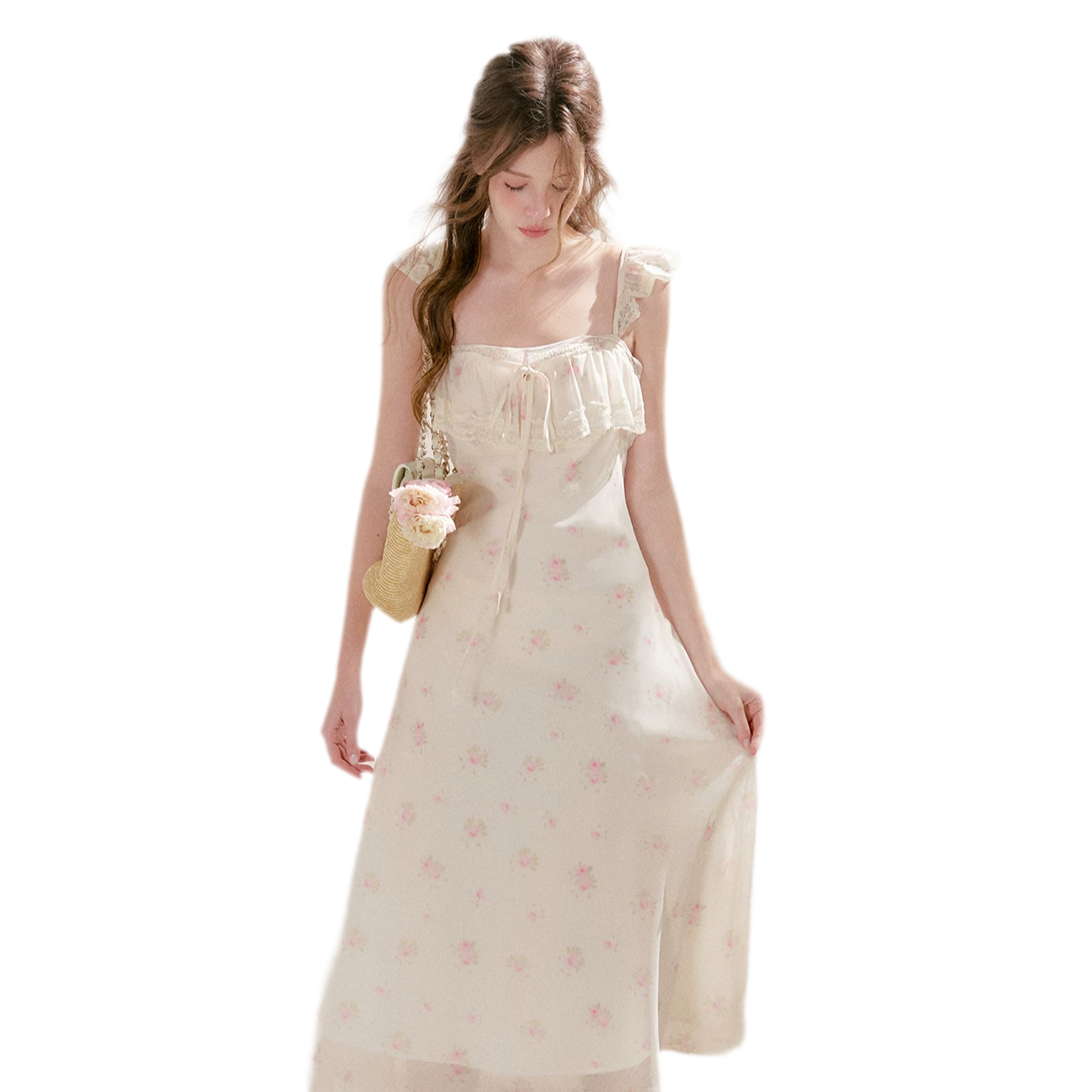 Rose Print Lace Dress