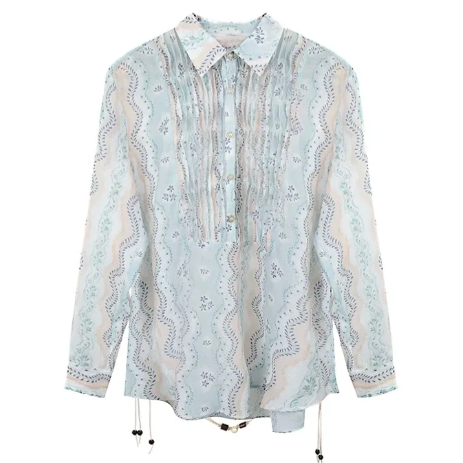 Sheer Print Shirt Jacket