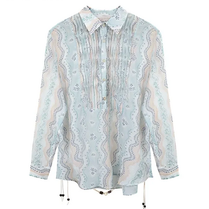Sheer Print Shirt Jacket