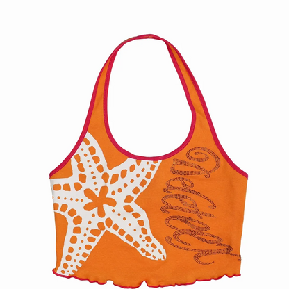 Orange Starfish Halter Cami