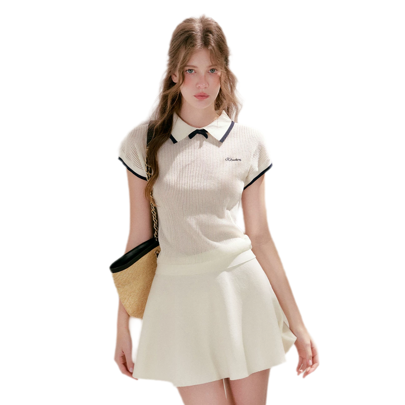 Contrast Bow Knit Set