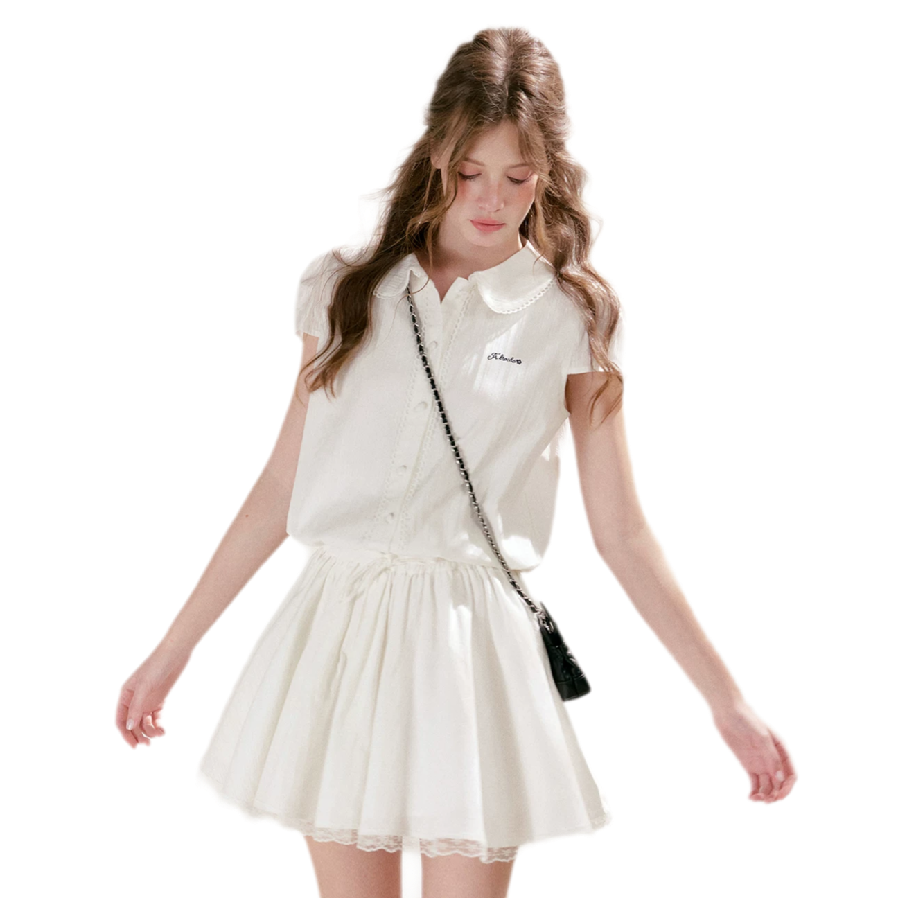 Lace Trim Shirt Dress
