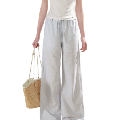 Linen Cotton Wide-Leg Trousers