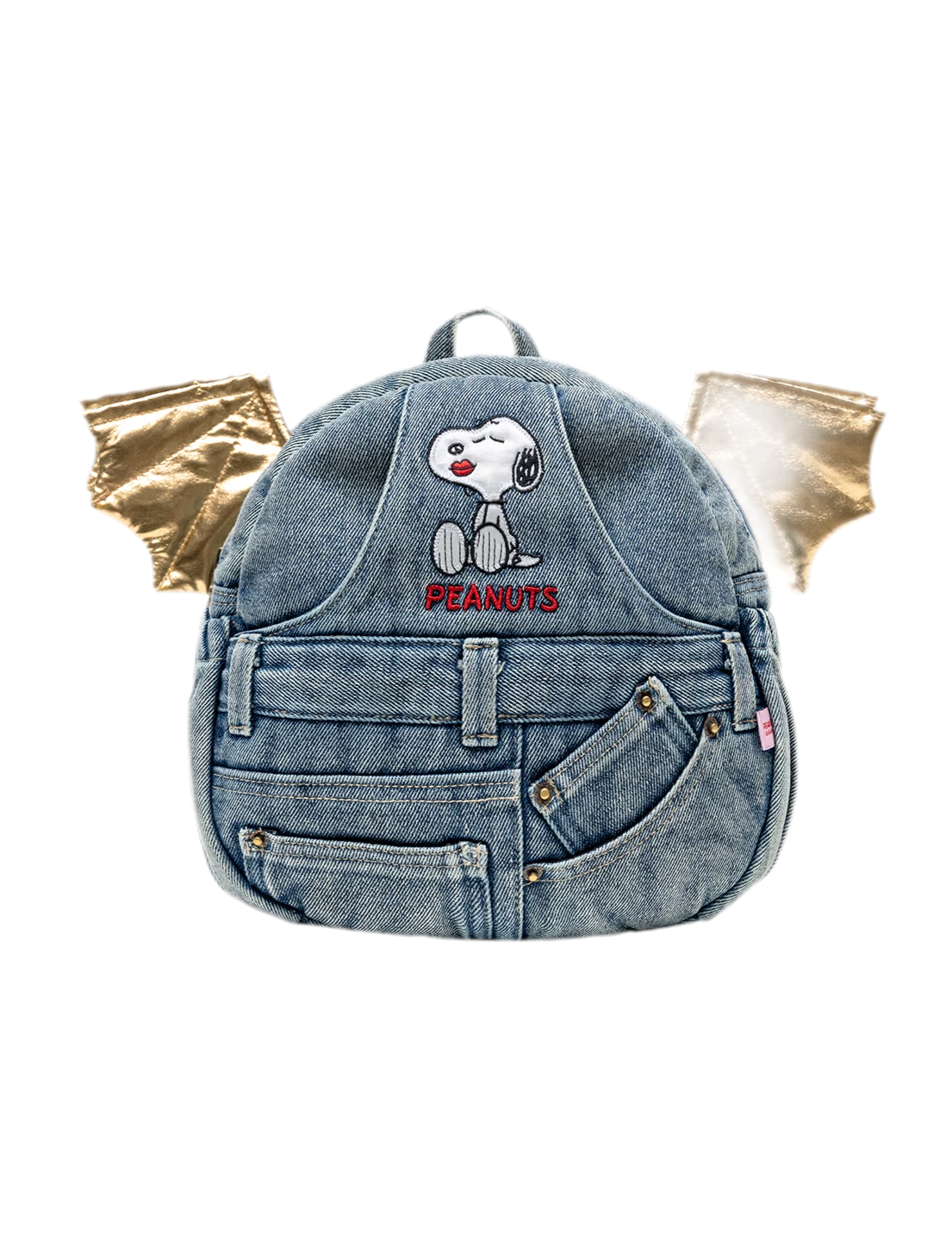 Washed Denim Embroidered Backpack