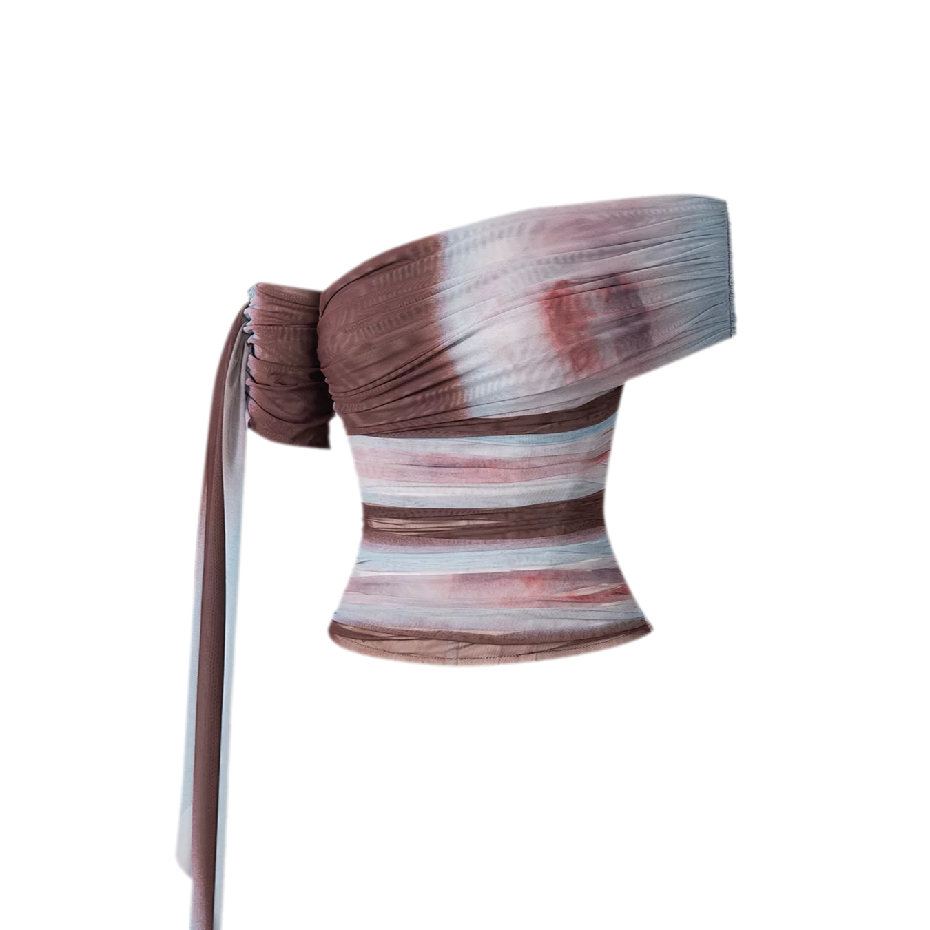 Hand Pleated Mesh Bustier Top