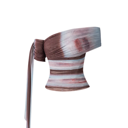 Hand Pleated Mesh Bustier Top