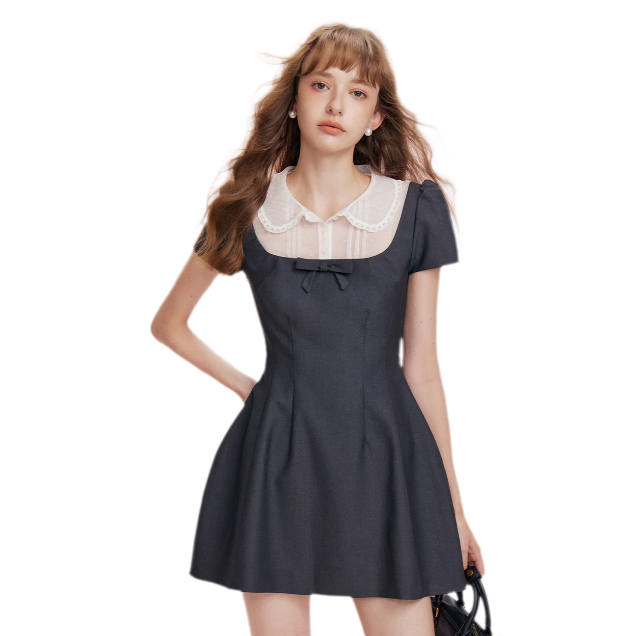 Mesh Panel Bow Waist Dress