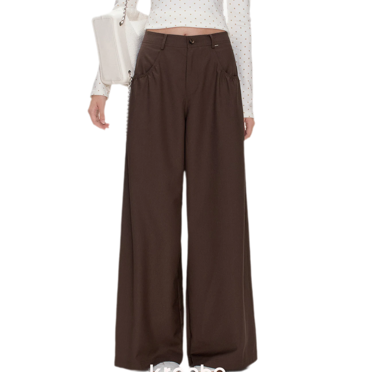 Gathered Waist Wide-Leg Trousers