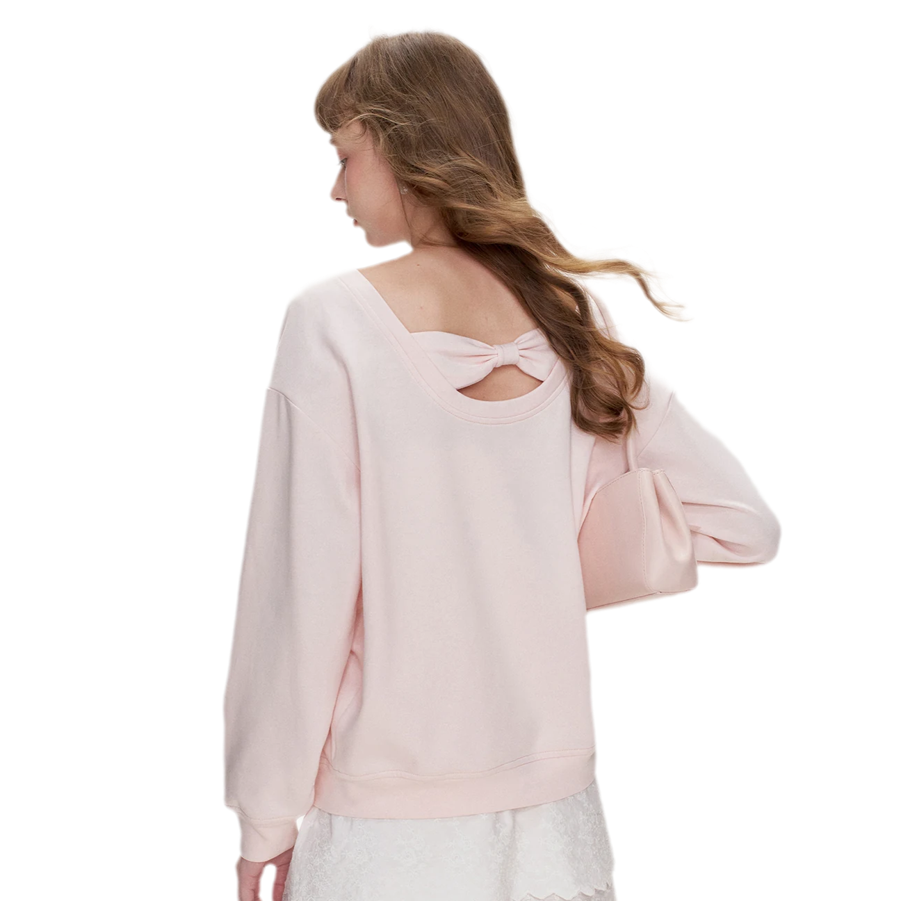 Lace Trim Back Cutout Pullover