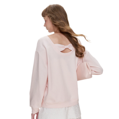 Lace Trim Back Cutout Pullover