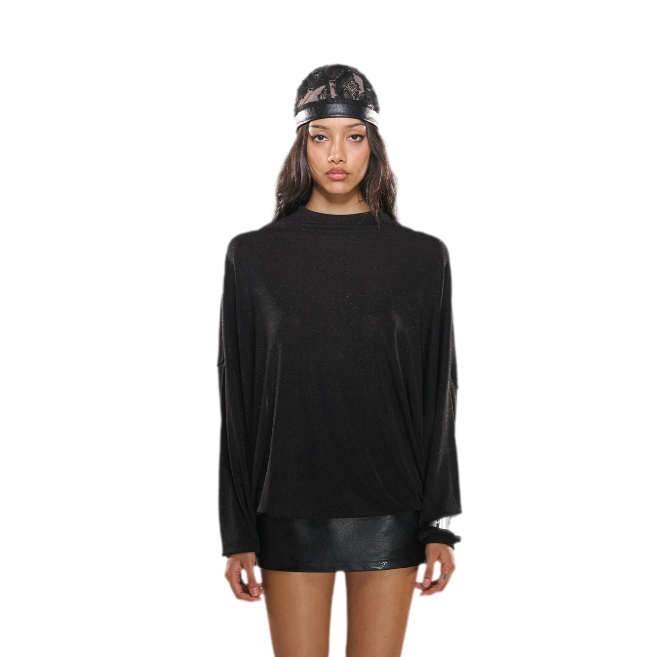 Rhinestone Open-Back Batwing Dress