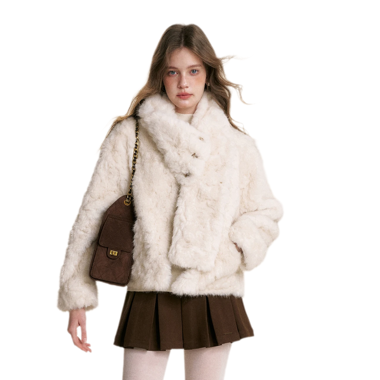 Detachable Scarf Plush Jacket