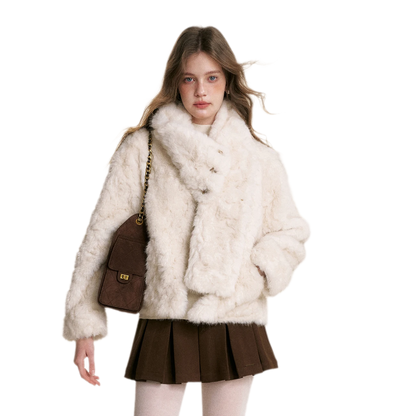 Detachable Scarf Plush Jacket