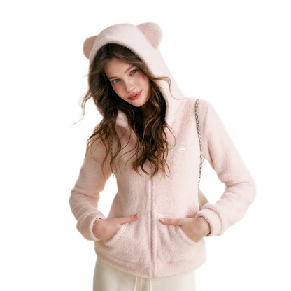 Eco Plush Bear-Ear Hoodie