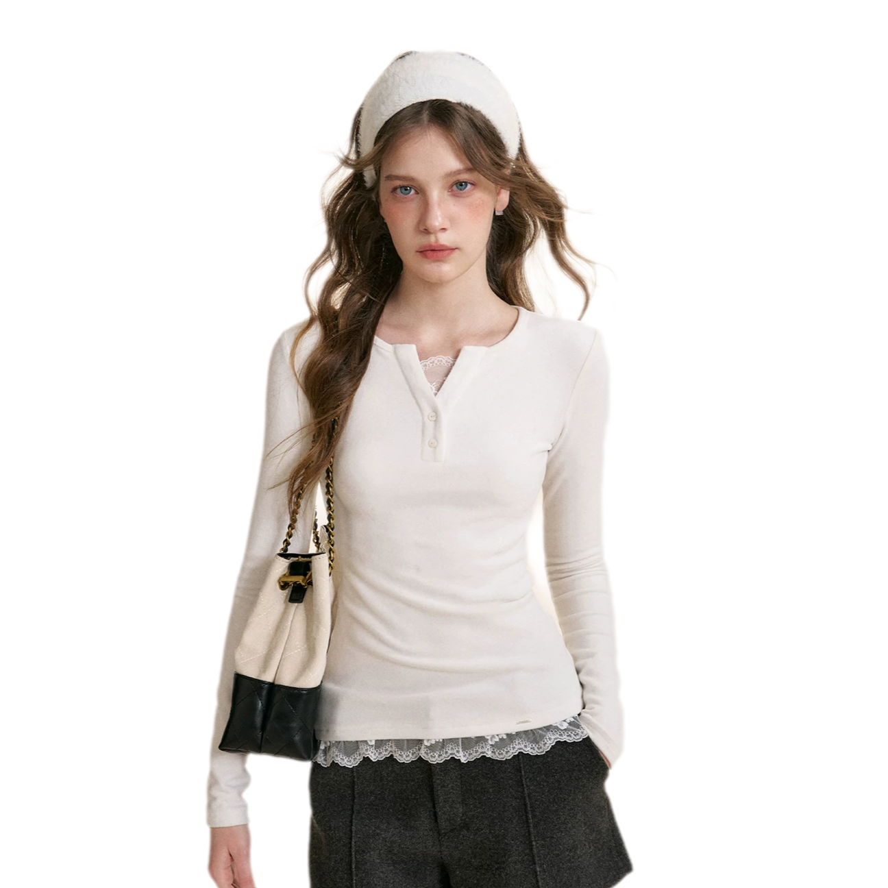 Romantic Lace Trim Fitted Tee