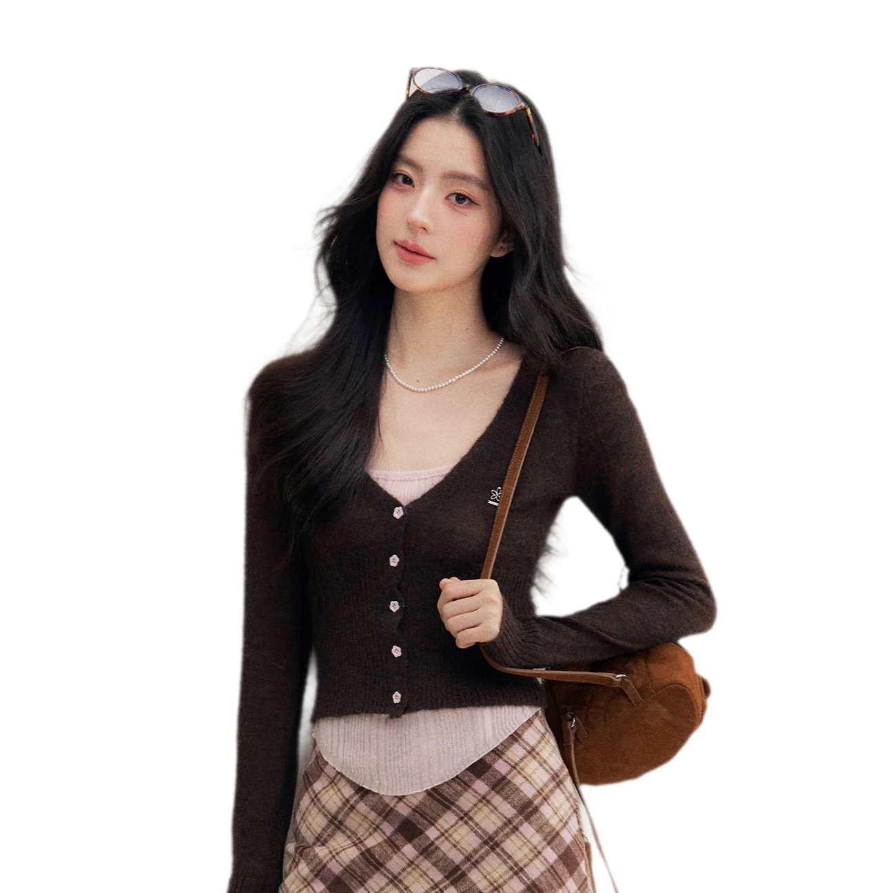 Brushed Contrast V-Neck Sweater