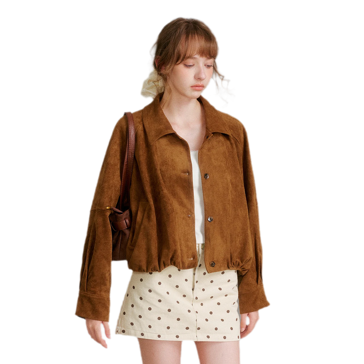 Faux Suede Relaxed Short Jacket