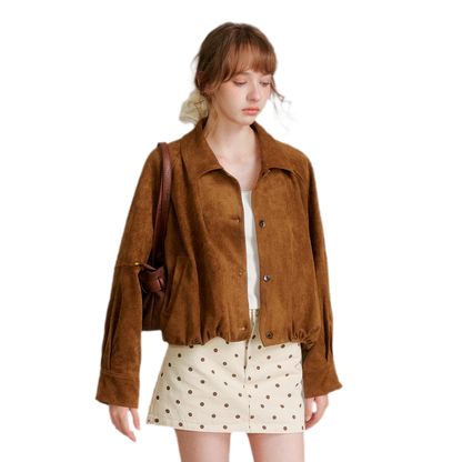 Faux Suede Relaxed Short Jacket