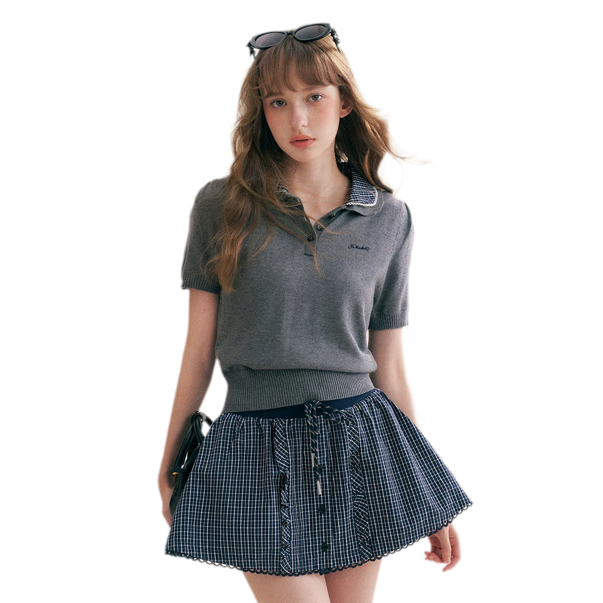 Wool Blend Plaid Skirt Set