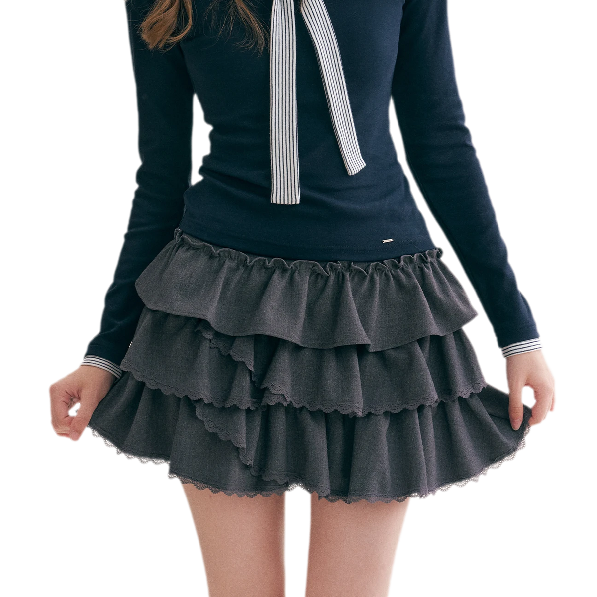 Layered Ruffle A-Line Skirt