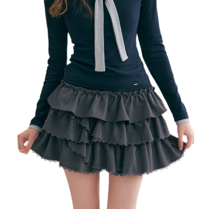Layered Ruffle A-Line Skirt
