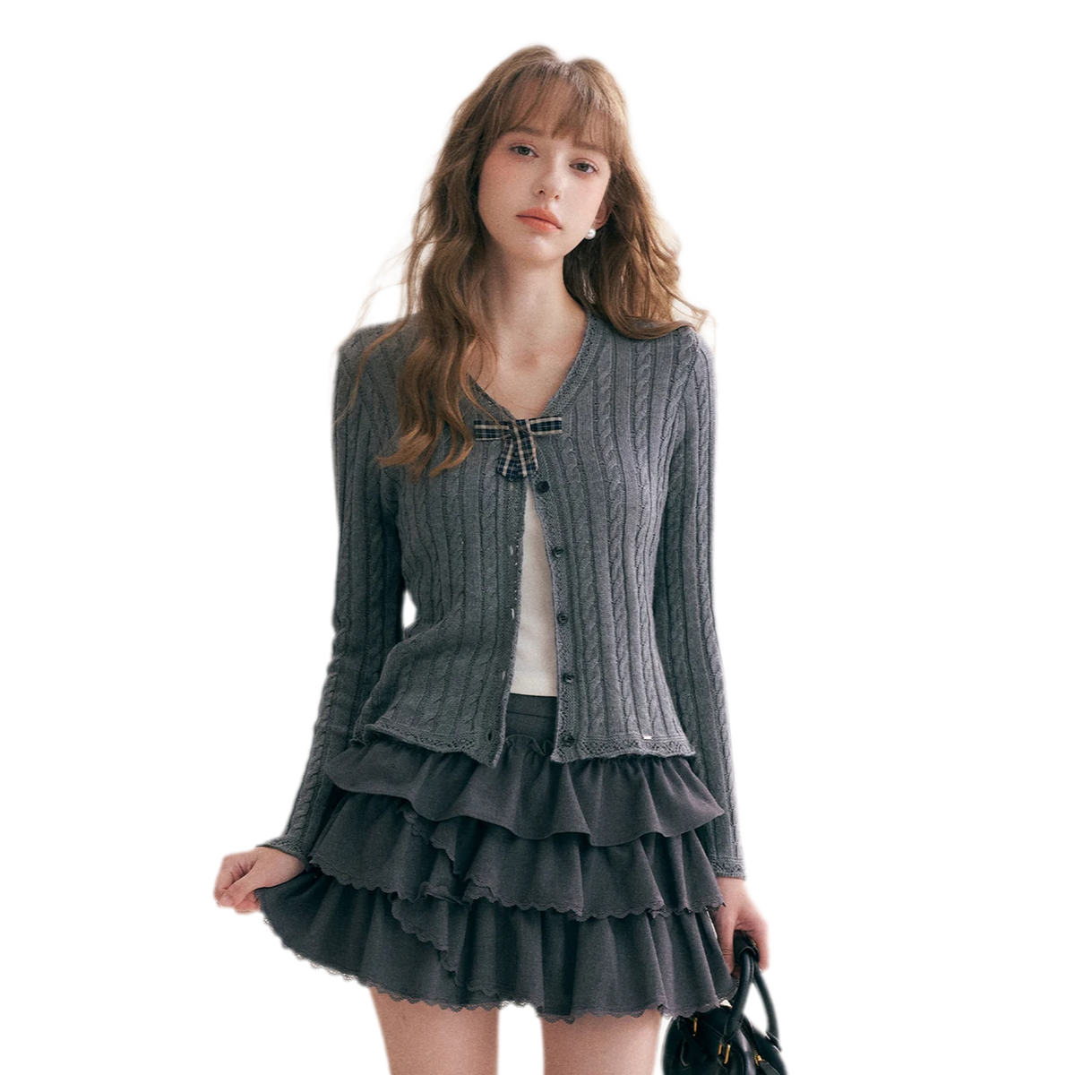 Cable Knit V-Neck Cardigan