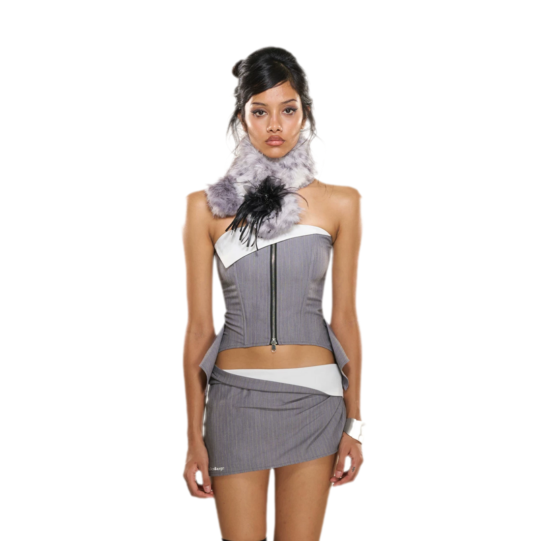 Striped Fishbone Bustier Skirt Set