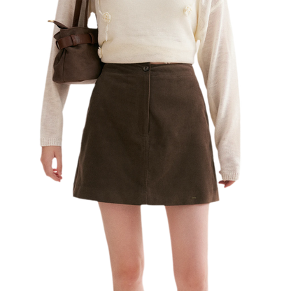 Corduroy High-Waisted A-Line Skirt