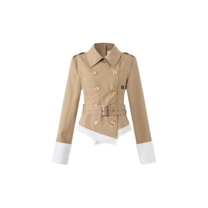 Contrast Cuff Cropped Trench Coat
