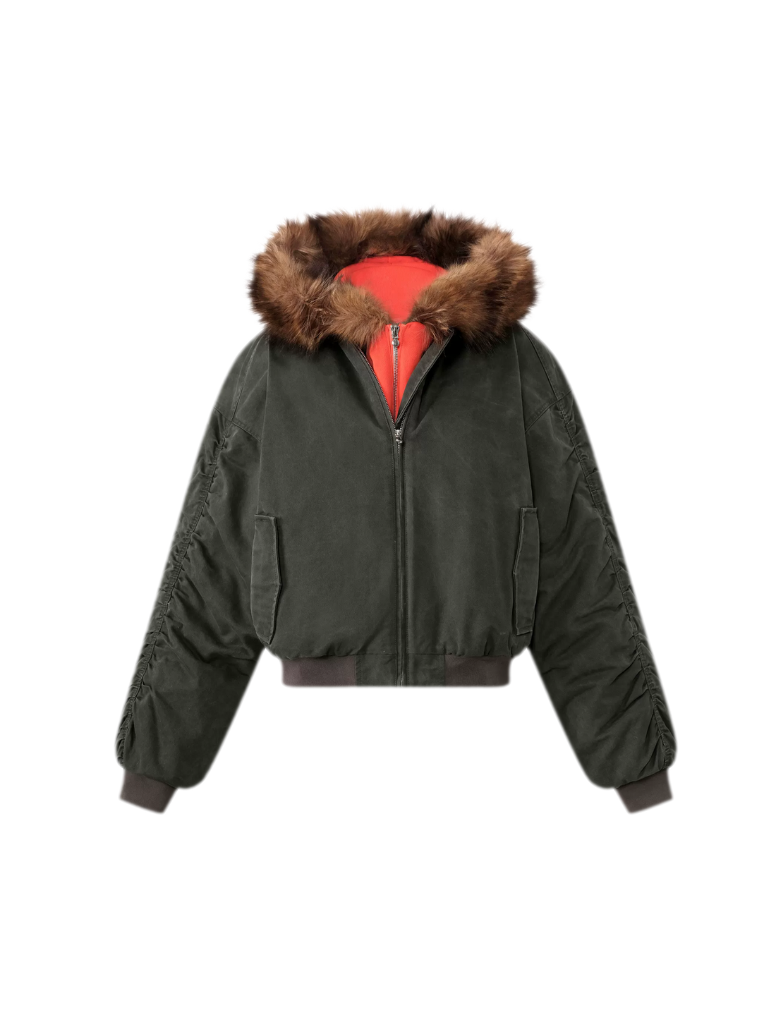 Washed Twill Hooded Flight Jacket