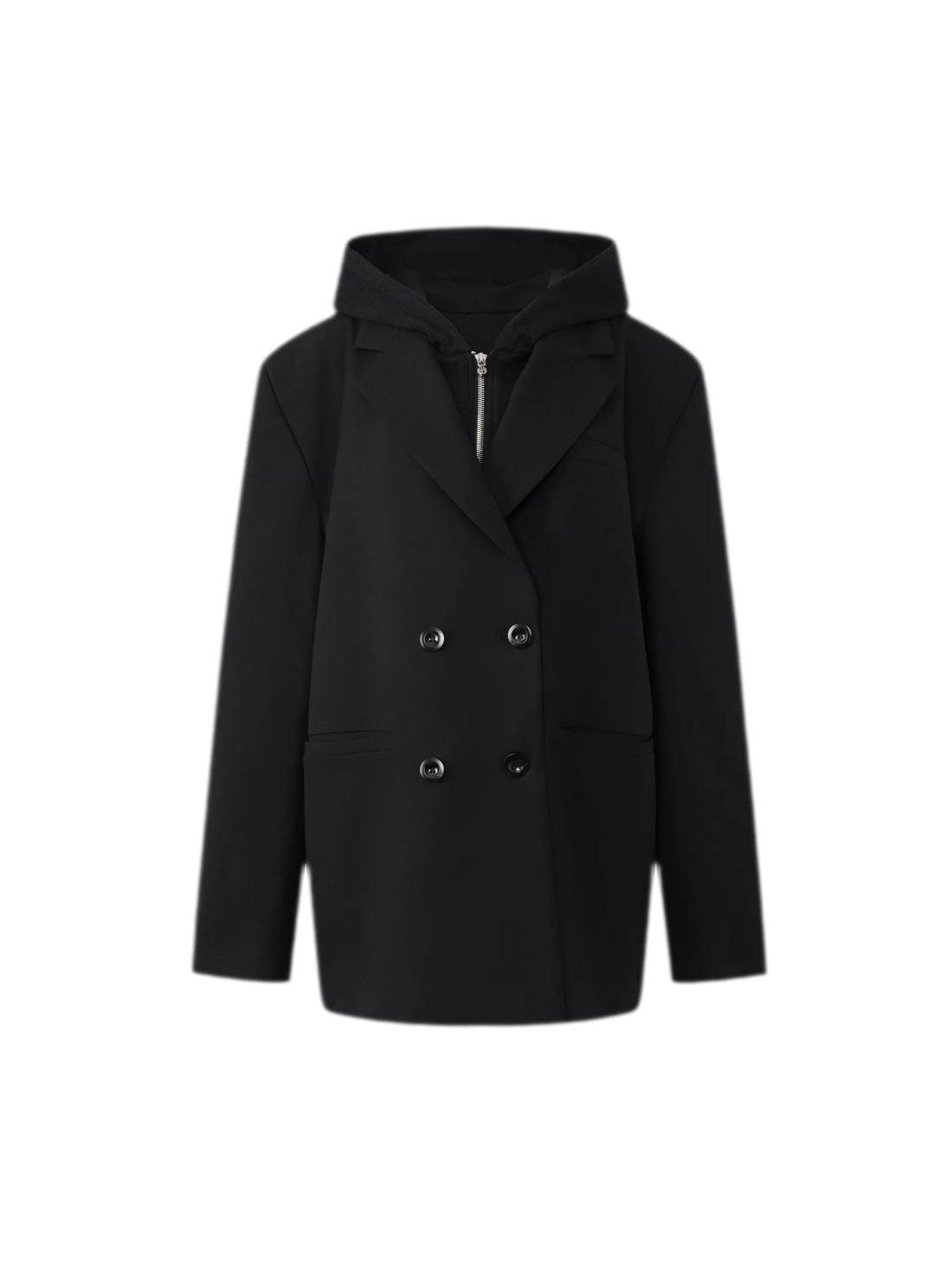 Faux Two-Piece Hooded Blazer