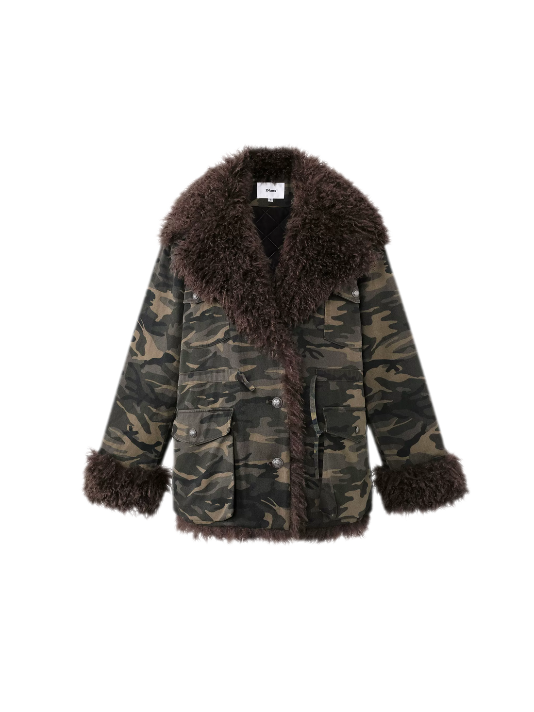 Camouflage Fur-Trimmed Jacket