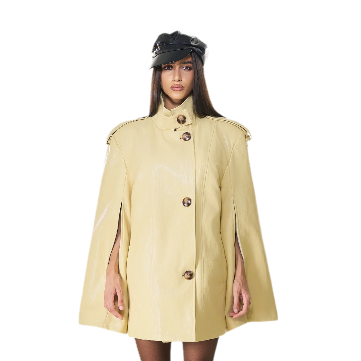 Glossy PU Cape Coat