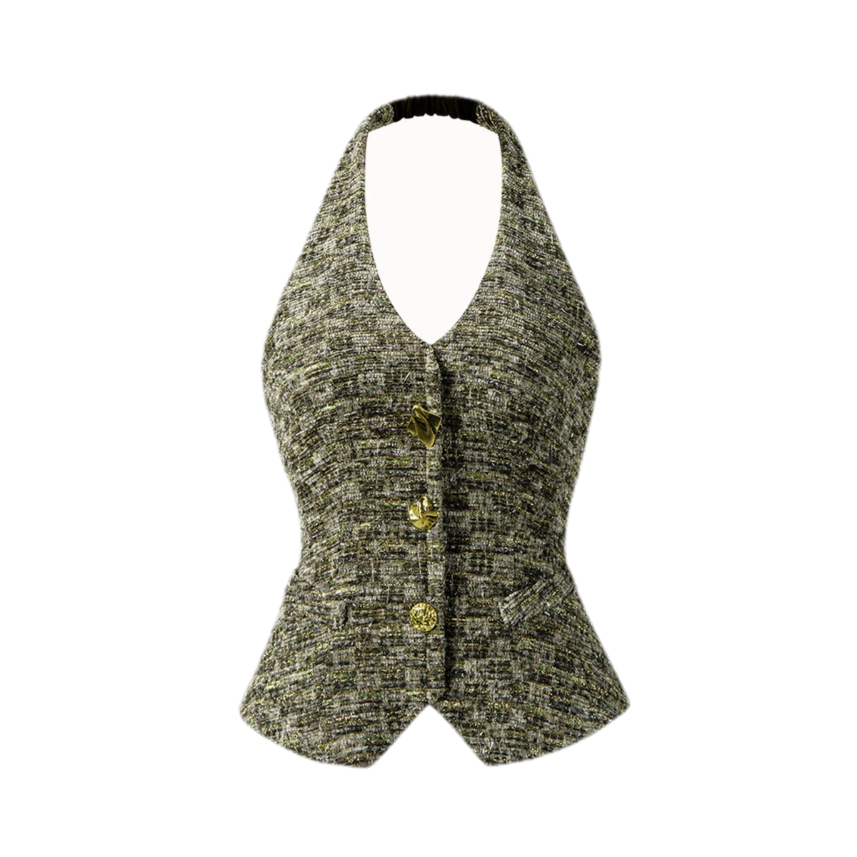 Fishbone Tweed Halter Vest