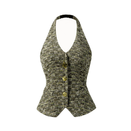 Fishbone Tweed Halter Vest