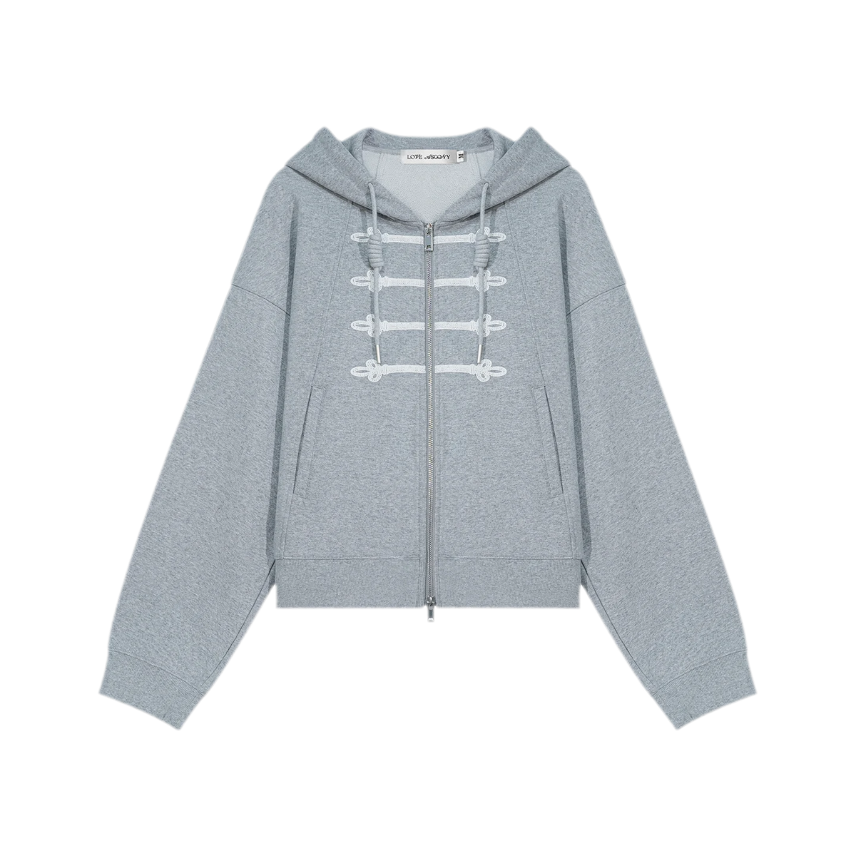 Texturierte Hoodie-Jacke mit Puff-Print