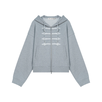 Texturierte Hoodie-Jacke mit Puff-Print