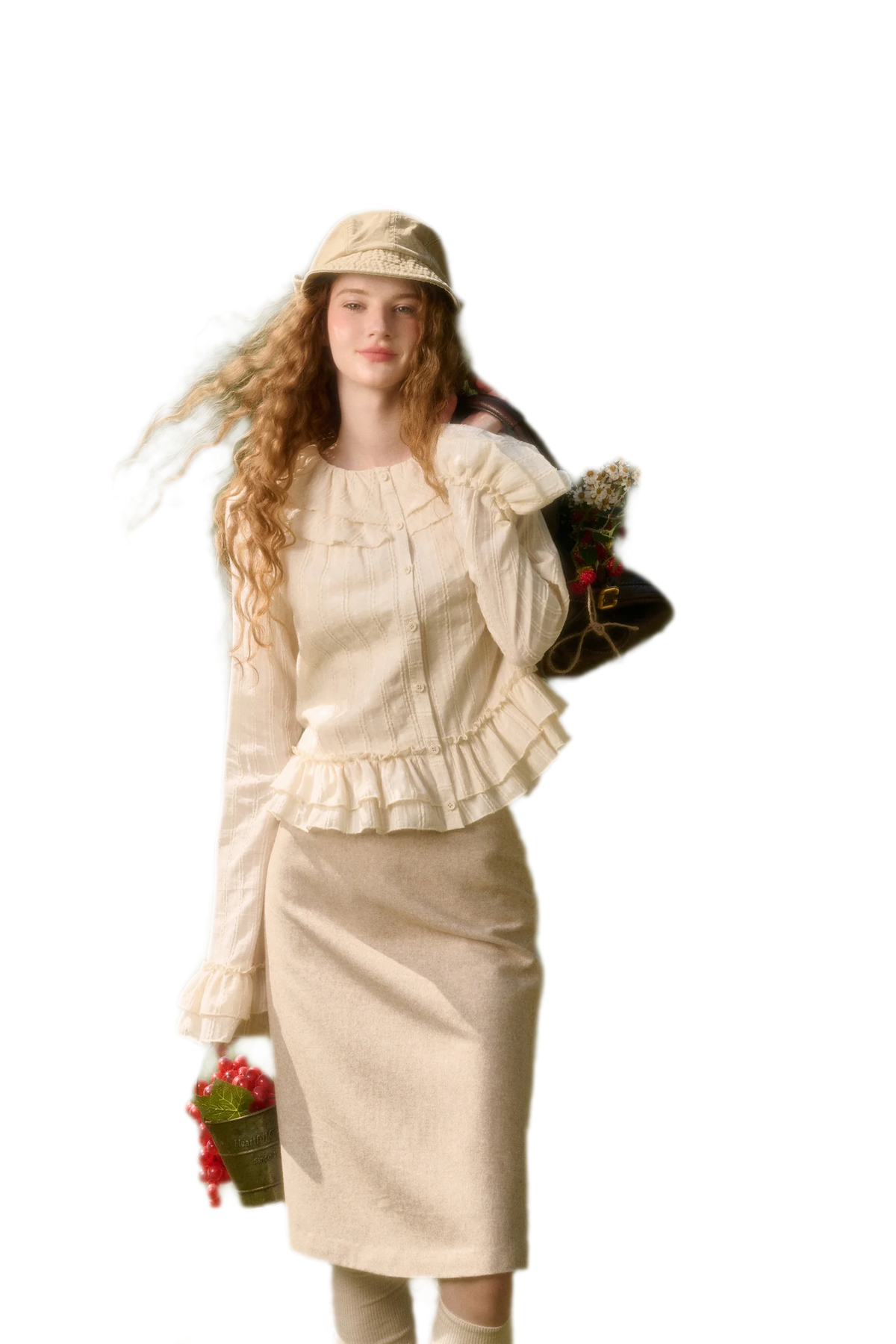 Ensemble chemise à volants et jupe en coton — Charger l'image 28 dans la vue galerie