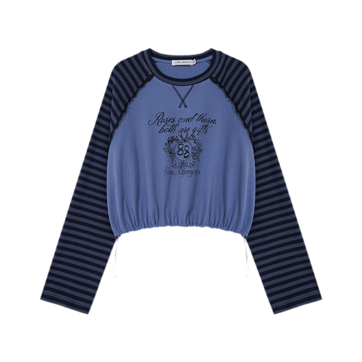 Cotton Raglan Cropped Long-Sleeve Top