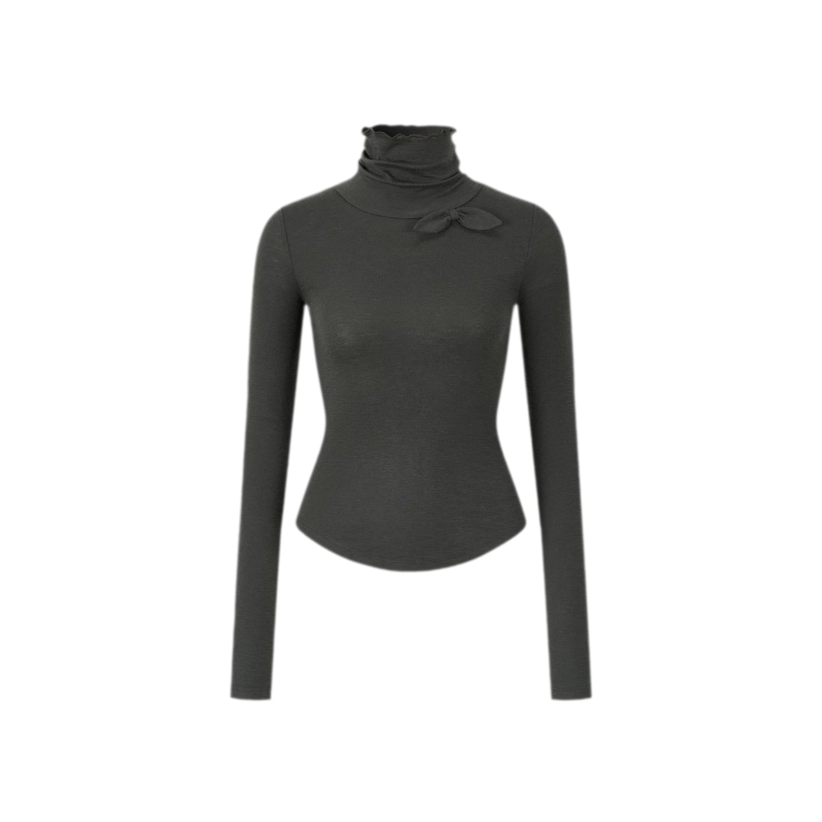 Lyocell Bow High-Neck T-Shirt