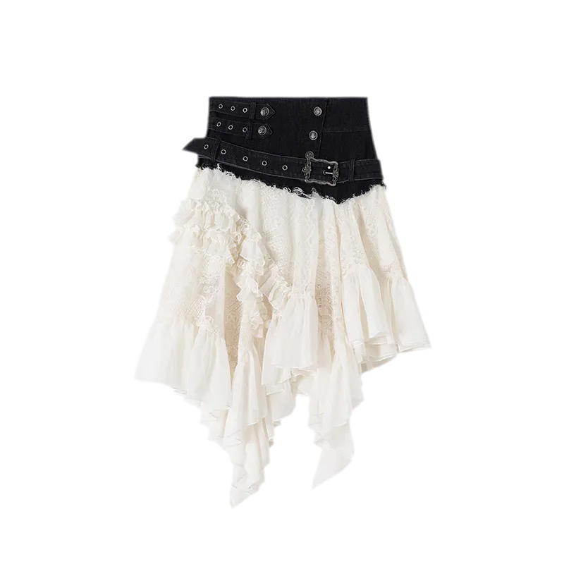 Lace Patchwork Tulle Skirt